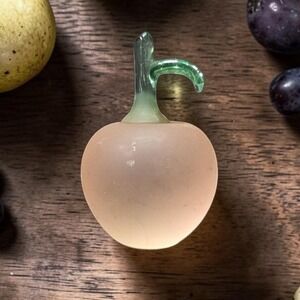 Frosted Glass Peach with Leaf Paperweight, Crowning Touch Collection, Desk Decor